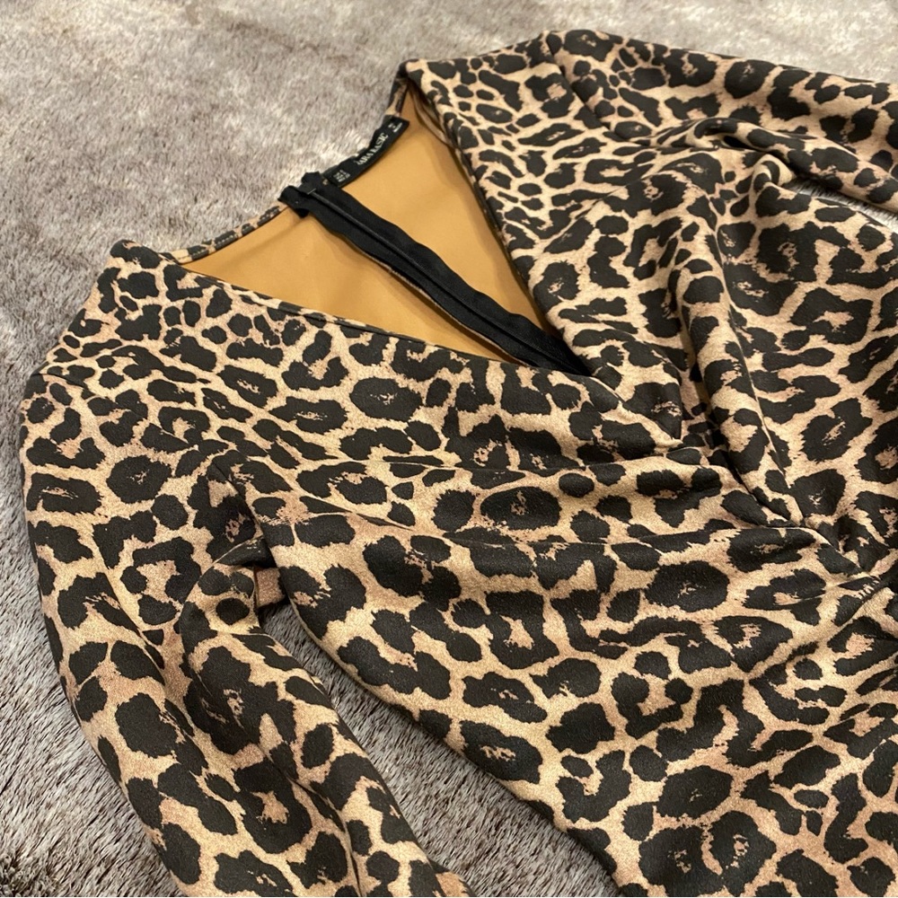 ZARA Ruched Leopard Print Bodycon Dress - Picture 7 of 14